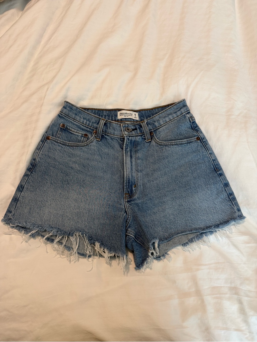 Abercrombie & Fitch Medium Blue 90’s Relaxed Cutoff Shorts High Rise- Curve Love